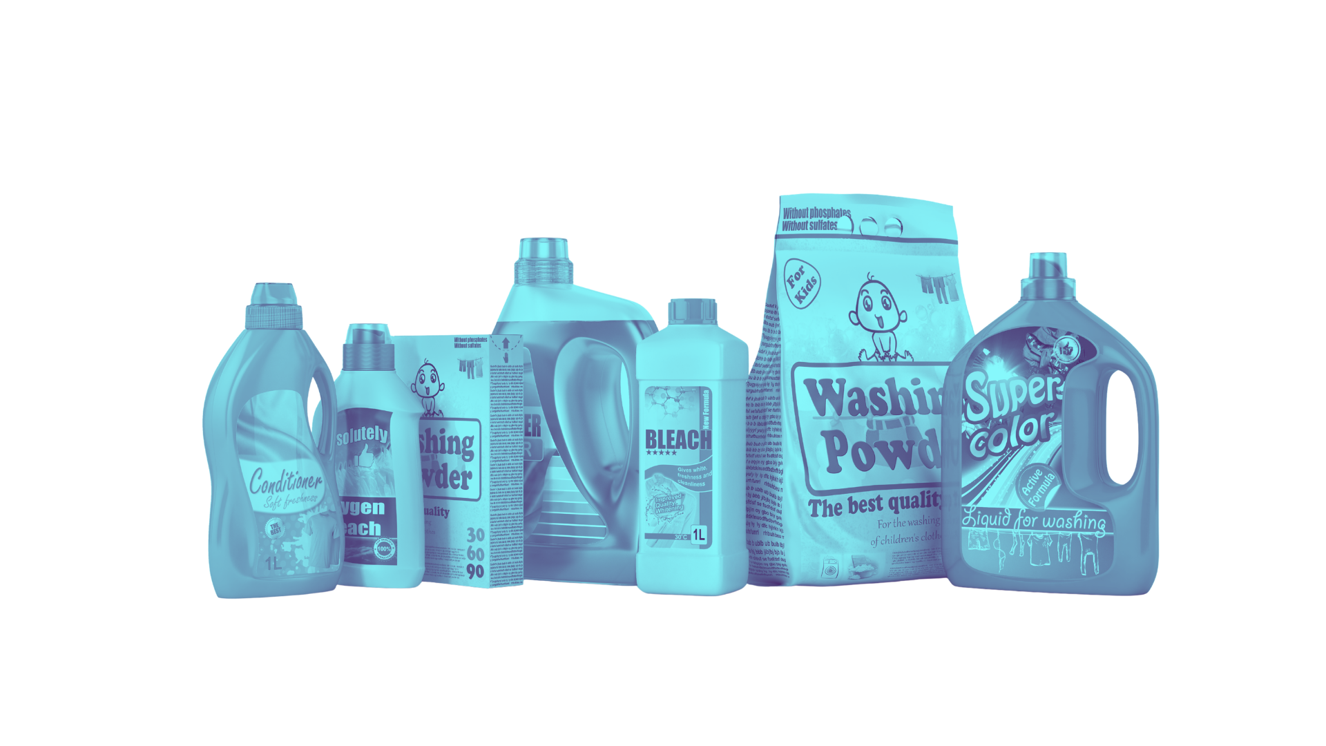 A shelf line-up of household CPG products