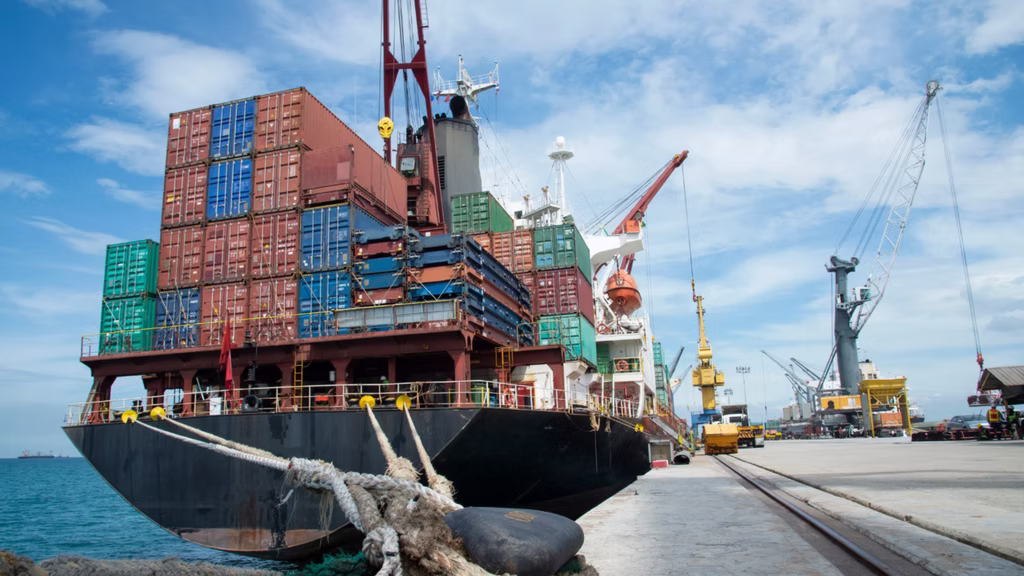 A container ship carrying green coffee across global trade routes
