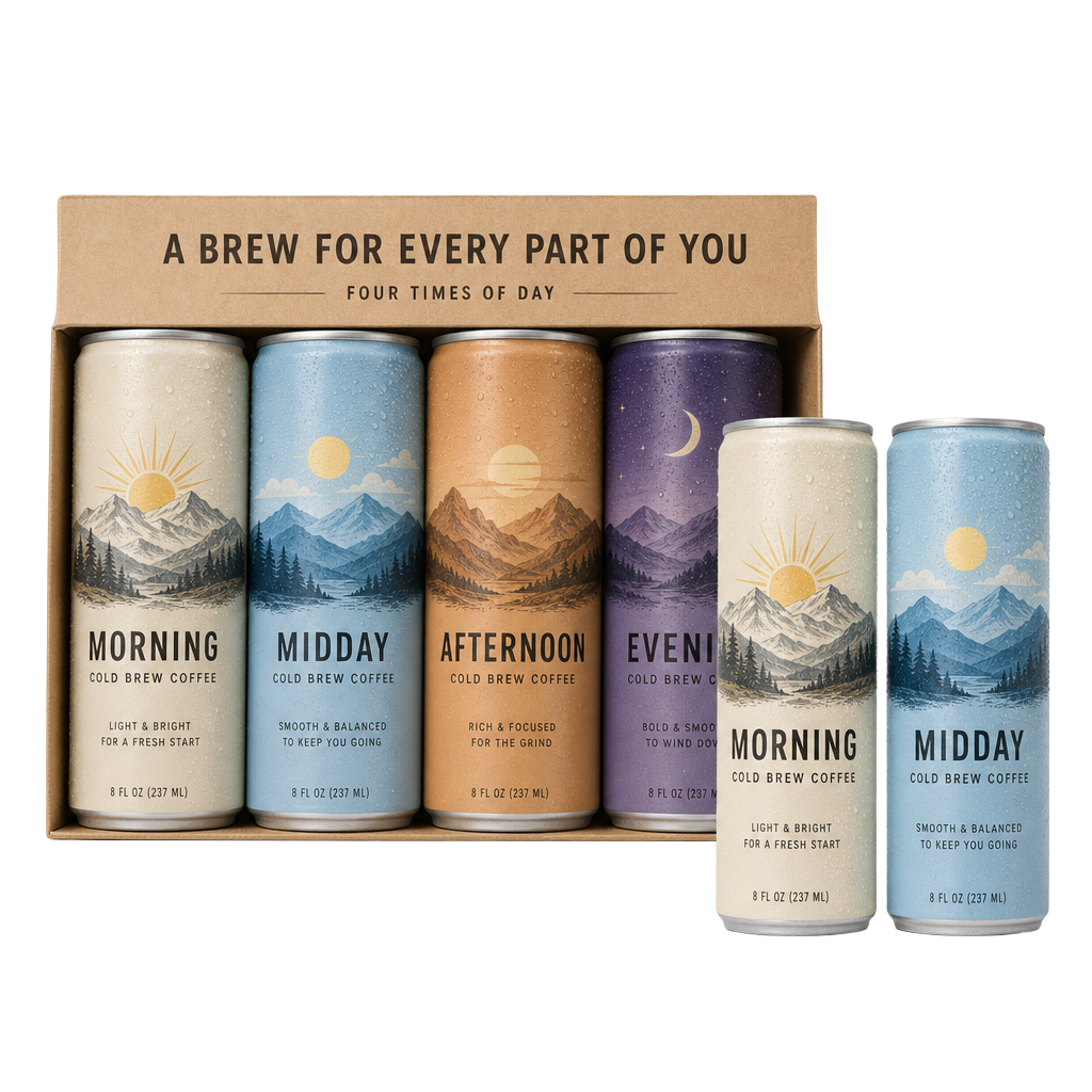 Ready-to-drink cold brew multipack concept: one brew for every part of the day