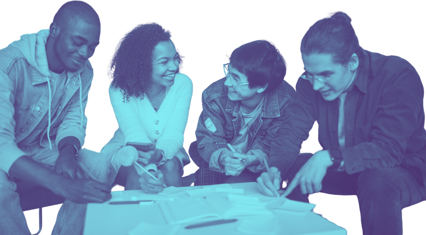 A team collaborating around a table